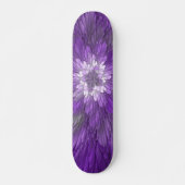 Skateboard Fleur psychédélique violette Abstraite Fractal Art (Devant)