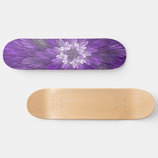 Skateboard Fleur psychédélique violette Abstraite Fractal Art (Horz)