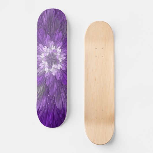 Skateboard Fleur psychédélique violette Abstraite Fractal Art (Recto)