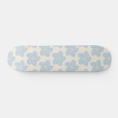 Skateboard Fleur Rétro Bleu Clair Et Crème (Horz)