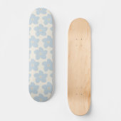 Skateboard Fleur Rétro Bleu Clair Et Crème (Recto)