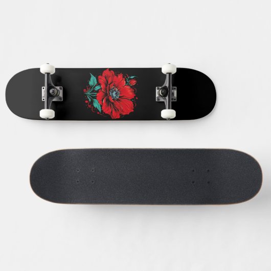 Skateboard Fleur Rouge Cute (Horz)