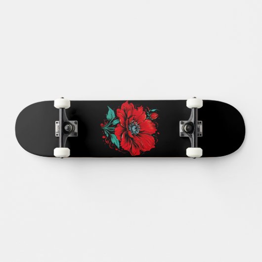 Skateboard Fleur Rouge Cute (Horz)