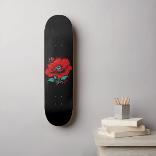 Skateboard Fleur Rouge Cute