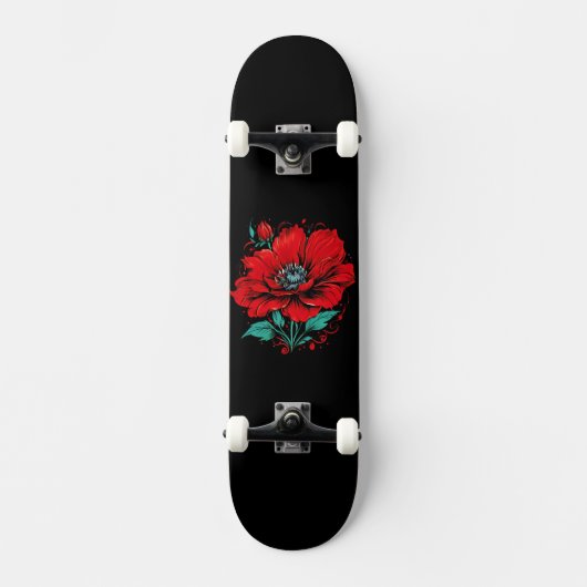 Skateboard Fleur Rouge Cute (Recto)
