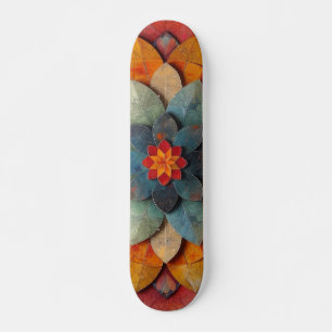 Skateboard Fleur texturée Mandala Art