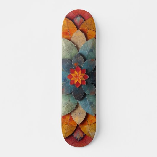 Skateboard Fleur texturée Mandala Art (Devant)