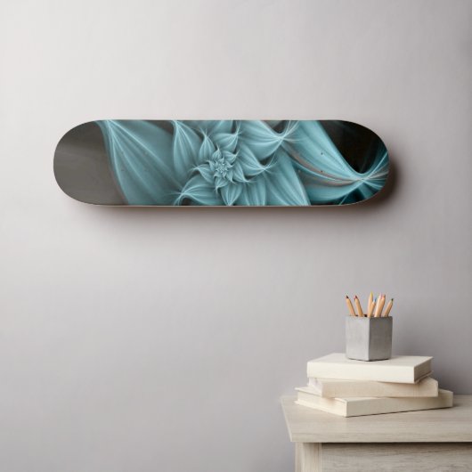 Skateboard Fleur Turquoise Magnifique Fractale (Art mural (Horz))