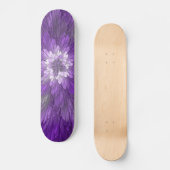 Skateboard Fleur Violette Psychedelique Art Fractal Abstrait (Recto)