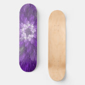 Skateboard Fleur Violette Psychedelique Art Fractal Abstrait (Recto)