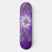 Skateboard Fleur Violette Psychedelique Art Fractal Abstrait (Recto)