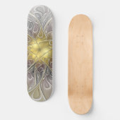 Skateboard Fleurir Avec Or Moderne Fleur Abstraite Fractale (Recto)