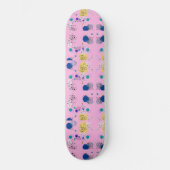 Skateboard Fleurs abstraites modernes chic sur fond rose (Recto)