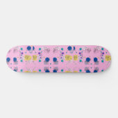 Skateboard Fleurs abstraites modernes chic sur rose (Horz)