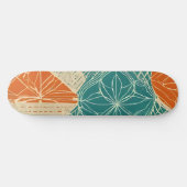 Skateboard Fleurs abstraites sarcelle, orange et chamois (Horz)
