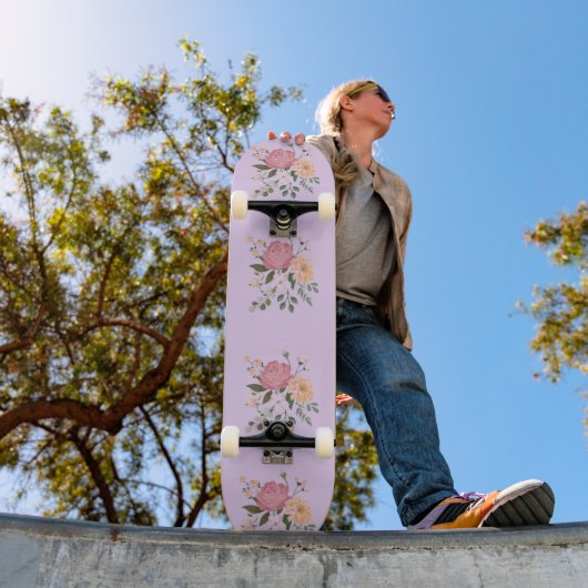 Skateboard Fleurs aquarelle (Extérieur 1)