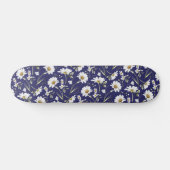 Skateboard Fleurs Aquarelles Blanches (Horz)