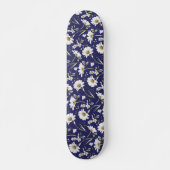 Skateboard Fleurs Aquarelles Blanches (Devant)