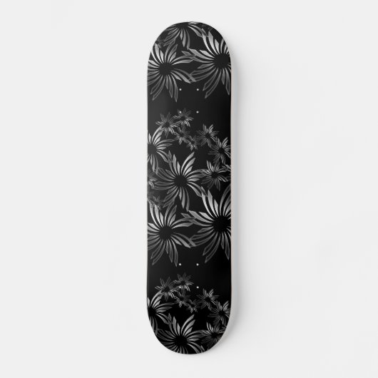 Skateboard Fleurs argentées (Recto)