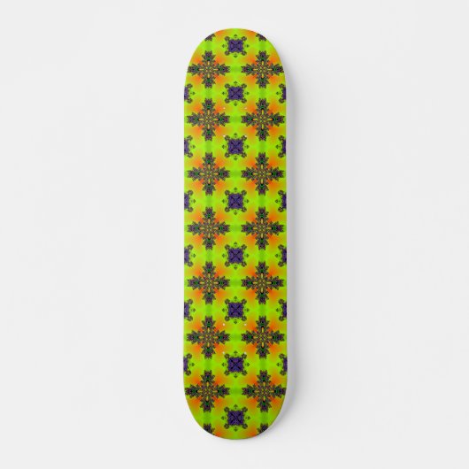 Skateboard Fleurs Artdeco dans le style rétro (Devant)