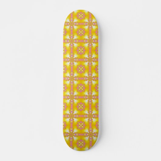 Skateboard Fleurs Artdeco dans le style rétro (Devant)