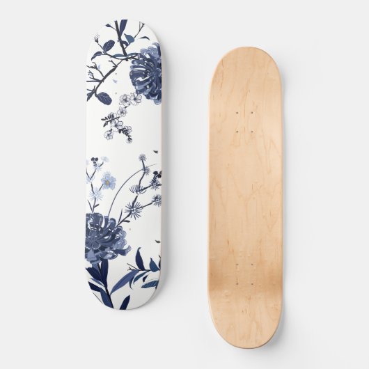 Skateboard Fleurs bleues (Recto)