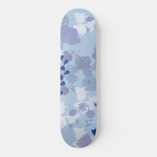 Skateboard Fleurs Bleues (Recto)