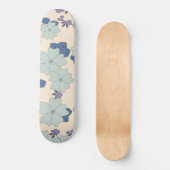 Skateboard Fleurs Bleues, Fleurs Violettes, Motif Floral (Recto)