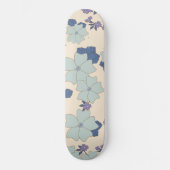 Skateboard Fleurs Bleues, Fleurs Violettes, Motif Floral (Recto)