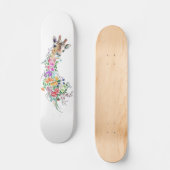 Skateboard Fleurs colorées Bouquet Giraffe - Dessin Moderne (Recto)