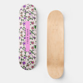 Skateboard Fleurs Colorées, Fond Rose, Rose (Recto)