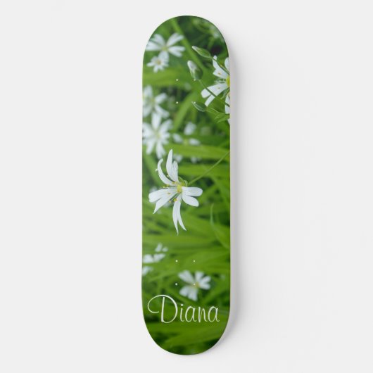 Skateboard Fleurs colorées Vert (Recto)