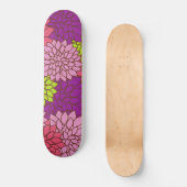 Skateboard Fleurs Dahlia, Fleurs Colorées, Motif Floral (Recto)