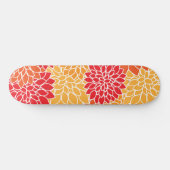 Skateboard Fleurs Dahlia, Motif De Fleurs, Dahlia Orange (Horz)