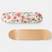 Skateboard Fleurs d'aquarelle rouge (Horz)