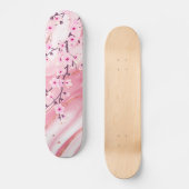 Skateboard Fleurs de cerisier rose Marbre Arrière - plan Flor (Recto)