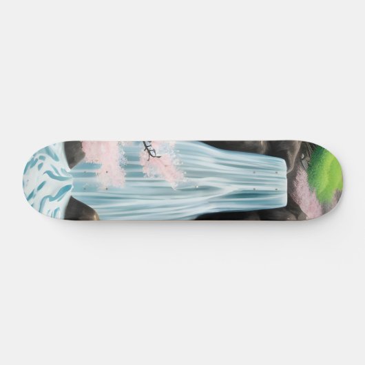 Skateboard Fleurs de cerisiers et cascade (Horz)
