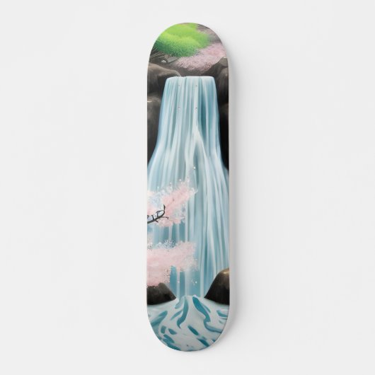 Skateboard Fleurs de cerisiers et cascade (Devant)