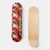 Skateboard Fleurs de cochon rouge impressionniste Personnalis (Recto)