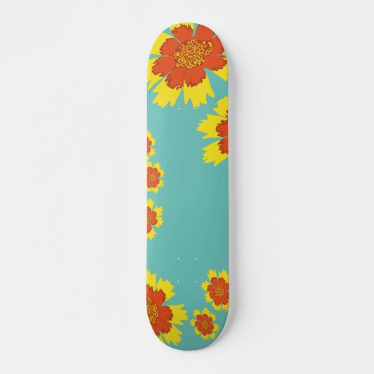 Skateboard Fleurs de coréopsis jaune et orange (Devant)