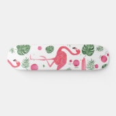 Skateboard Fleurs de flamant roses mignonnes élégantes (Horz)