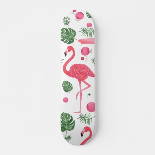 Skateboard Fleurs de flamant roses mignonnes élégantes (Devant)