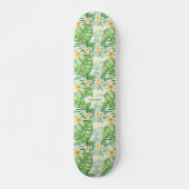 Skateboard Fleurs de l'île et Feuilles Monstera Personnalisé (Devant)