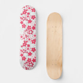 Skateboard Fleurs de papier rouge et blanc (Recto)