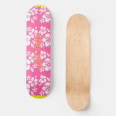 Skateboard Fleurs de plage rose tropicale (Recto)