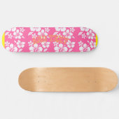 Skateboard Fleurs de plage rose tropicale (Horz)
