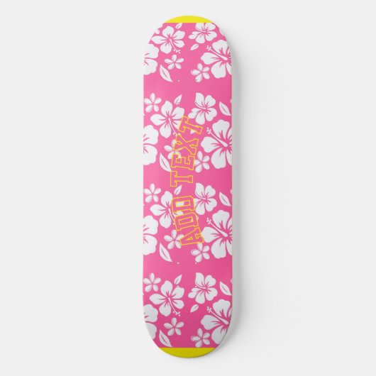 Skateboard Fleurs de plage rose tropicale (Recto)