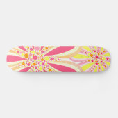 Skateboard Fleurs de printemps jaune et rose (Horz)