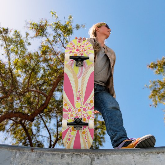Skateboard Fleurs de printemps jaune et rose (Extérieur 1)