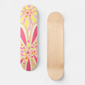 Skateboard Fleurs de printemps jaune et rose (Recto)